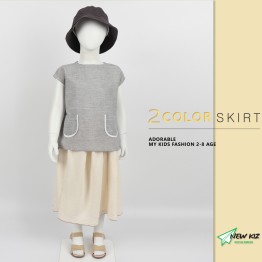 Chân váy bé gái phom dài đính thun